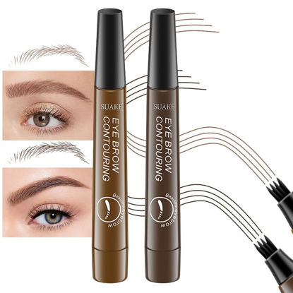 Picture of Kaely 2Pcs Light Dark Brown Magical Precise Waterproof Brow Pen,Suake Eyebrow Contouring Pen,4 Tip Eye Brow Pencils for Women Makeup,lapiz de cejas 3d Microblading Eyebrow Pen,24h Smudge Proof,01+02