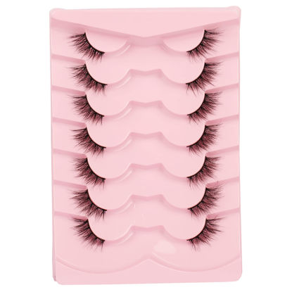 Picture of Gmagictobo False Eyelashes Fluffy Half Lashes Natural Look Cat Eye Lashes Pack False Lashes Extensions Fake Eyelashes 7 Pairs Multipack