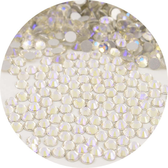 Picture of NCB Nancybeads 2000pcs Flatback Round Glass Nail Art Rhinestones Crystal for DIY Making Accessories Shoes, Clothes, Face Art, Bags, Manicure (Paradise Shine, SS10 2000pcs)