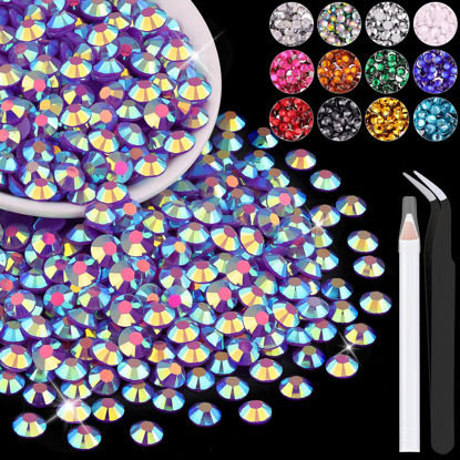 Picture of 1200PCS 6mm Resin Jelly Rhinestones in Bulk (Dark Purple AB), Bedazzling Flatback Crystals Rhinestones for Crafting DIY Nail Decoration, Gems Diomand Charms for Tumbler Shoes Clothing Fabric