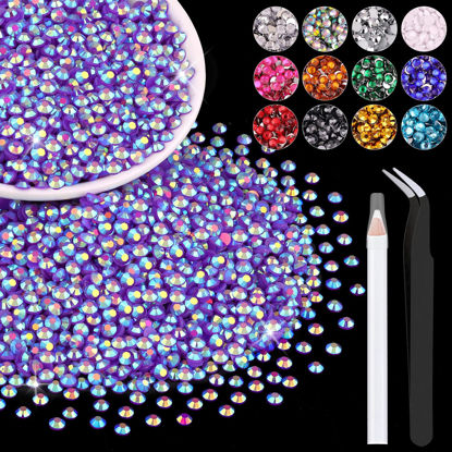 Picture of 5000PCS 3mm Resin Jelly Rhinestones in Bulk (Dark Purple AB), Bedazzling Flatback Crystals Rhinestones for Crafting DIY Nail Decoration, Gems Diomand Charms for Tumbler Shoes Clothing Fabric