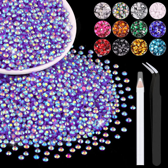 Picture of 5000PCS 3mm Resin Jelly Rhinestones in Bulk (Dark Purple AB), Bedazzling Flatback Crystals Rhinestones for Crafting DIY Nail Decoration, Gems Diomand Charms for Tumbler Shoes Clothing Fabric