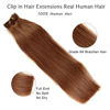 Picture of Clip in Hair Extensions Real Human Hair,Medium Auburn Brown Real Hair Extensions Clip ins, Hair Extensions Clip in Human Hair, 22Inch 7 Pcs 70G Double Weft Straight Remy Human Hair Extensions Clip on