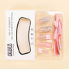 Picture of RUOKEXIN Long Square Press on Nails French Tip Fake Nails Pink False Nails with Bow Rhinestones Designs Long Square Nail Press ons Sparkly Glue on Nails Cute Stick on Nails for Women 24Pcs