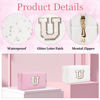 Picture of Glitter Initial Letter Makeup Bag, Small Personalized Sequins Letters PU Leather Cosmetic Bag Portable Waterproof Makeup Zipper Pouch, Shine Handbag Organizer Travel Bag Gifts for Women&Girls(White-U)