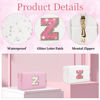 Picture of Glitter Initial Letter Makeup Bag, Small Personalized Sequins Letters PU Leather Cosmetic Bag Portable Waterproof Makeup Zipper Pouch, Shine Handbag Organizer Travel Bag Gifts for Women&Girls(White-Z)