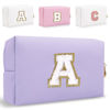 Picture of Small Personalized Initial Letter Makeup Bag, Cute Waterproof PU Leather Chenille Letter Cosmetic Bag Travel Makeup Bag, Preppy Makeup Pouch Toiletry Zipper Pouch Organizer for Women and Girls(PL-A）