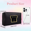Picture of Small Personalized Initial Letter Makeup Bag, Cute Waterproof PU Leather Chenille Letter Cosmetic Bag Travel Makeup Bag, Preppy Makeup Pouch Toiletry Zipper Pouch Organizer for Women and Girls(Black-W
