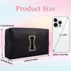 Picture of Small Personalized Initial Letter Makeup Bag, Cute Waterproof PU Leather Chenille Letter Cosmetic Bag Travel Makeup Bag, Preppy Makeup Pouch Toiletry Zipper Pouch Organizer for Women and Girls(Black-I
