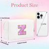 Picture of Glitter Initial Letter Makeup Bag, Small Personalized Sequins Letters PU Leather Cosmetic Bag Portable Waterproof Makeup Zipper Pouch, Shine Handbag Organizer Travel Bag Gifts for Women&Girls(White-Z)