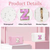 Picture of Glitter Initial Letter Makeup Bag, Small Personalized Sequins Letters PU Leather Cosmetic Bag Portable Waterproof Makeup Zipper Pouch, Shine Handbag Organizer Travel Bag Gifts for Women&Girls(White-Z)
