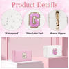 Picture of Glitter Initial Letter Makeup Bag, Small Personalized Sequins Letters PU Leather Cosmetic Bag Portable Waterproof Makeup Zipper Pouch, Shine Handbag Organizer Travel Bag Gifts for Women&Girls(White-G)