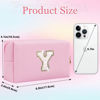 Picture of Glitter Initial Letter Makeup Bag, Small Personalized Sequins Letters PU Leather Cosmetic Bag Portable Waterproof Makeup Zipper Pouch, Shine Handbag Organizer Travel Bag Gifts for Women&Girls(Pink-Y)