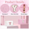 Picture of Glitter Initial Letter Makeup Bag, Small Personalized Sequins Letters PU Leather Cosmetic Bag Portable Waterproof Makeup Zipper Pouch, Shine Handbag Organizer Travel Bag Gifts for Women&Girls(Pink-Y)