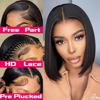 Picture of Duchess Bob Wig Human Hair 13x4 HD Transparent Lace Front Wigs 180% Density Frontal Lace Wigs Human Hair Straight Bob Lace Frontal Wigs Pre Plucked with Baby Hair 16inch