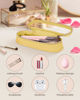 Picture of Soimeat Clear Travel Makeup Brush Holder, Leather Makeup Brush Toiletry Bag, Portable Cosmetic Brush Case, Transparent Waterproof Makeup Brush Storage Bag, Yellow