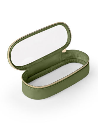 Picture of Soimeat Clear Travel Makeup Brush Holder, Leather Makeup Brush Toiletry Bag, Portable Cosmetic Brush Case, Transparent Waterproof Makeup Brush Storage Bag, Green