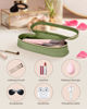 Picture of Soimeat Clear Travel Makeup Brush Holder, Leather Makeup Brush Toiletry Bag, Portable Cosmetic Brush Case, Transparent Waterproof Makeup Brush Storage Bag, Green