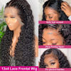Picture of Qangelabeauty 180% Density Deep Wave Lace Front Wigs Human Hair 13x4 Deep Wave Frontal Wig Curly Wigs for Women Pre Plucked with Baby Hair HD Transparent Lace Front Wigs(13x4 deep wave wig,20 Inch)