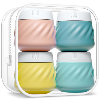 Picture of Gemice Travel Containers for Toiletries, Silicone Cream Jars TSA Approved Travel Size Containers with Toiletry Bag, Wide Mouth Leak-proof Travel Accessories with Lid for Cosmetic Cream (4 Pack)