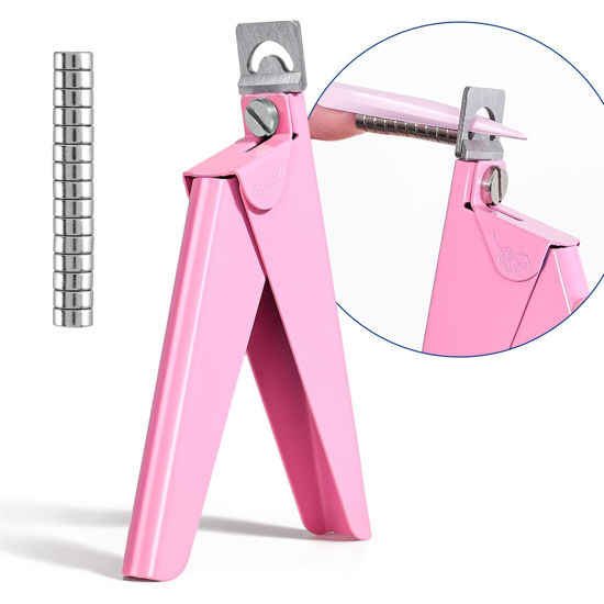 Picture of AIRSEE Professional Acrylic Nail Clippers with Magnetic Sizers for Acrylic Nails Fake Nail Tips, Stainless Steel Nail Trimmer for Artificial Tips, Manicure Pedicure Tool for Salon Home DIY - Pink