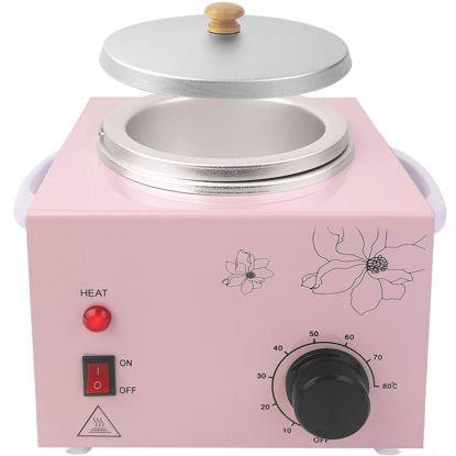 Picture of Portable Wax Warmer Machine for Painless Hair Removal, Women Men Professional Wax Heater with Adjustable Temperature Set,20pcs Wax Sticks (Pink - Single Pot)
