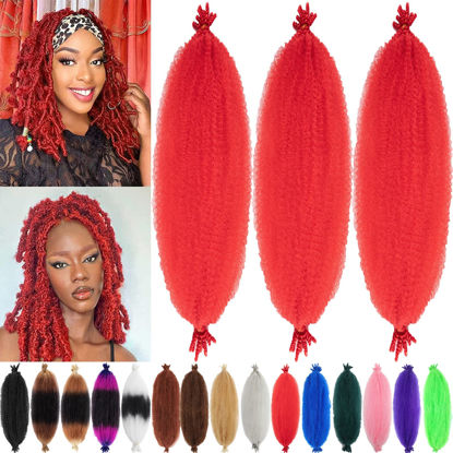 Picture of 3 Packs Springy Afro Twist Hair 10 inch red Pre-Separated Marley Twist Braiding Hair Soft Synthetic Crochet for Distressed Faux Locs Spring Twist Hair Extensions for Women (10 Inch (Pack of 3), red)