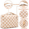 Picture of Bluboon Makeup Bag Zipper Pouch Travel Portable Cosmetic Bag Organizer for Women and Girls(Corduroy Checkered Brown)