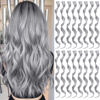 Picture of TOFAFA 16 Pcs Colored Hair Extensions Curly Wavy Clip in Synthetic Hair Extensions,Colorful Party Highlights Hairpiece Streak for Girls Women Kids (Grey)