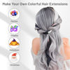 Picture of TOFAFA 16 Pcs Colored Hair Extensions Curly Wavy Clip in Synthetic Hair Extensions,Colorful Party Highlights Hairpiece Streak for Girls Women Kids (Grey)