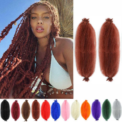 Picture of 350 Afro Twist Hair 30 Inch 2 Packs Long Ginger Springy Afro Twist Hair Pre Fluffed Afro Wrapping Hair for Soft Distressed Locs (30 Inch (Pack of 2), 350#)
