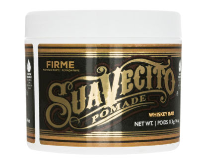 Picture of Suavecito Pomade Firme (Strong) Hold Whiskey Bar Scent 4 oz - Pomade For Men - Medium Shine Water Based Wax Like Flake Free Hair Gel - Easy To Wash Out - All Day Hold For All Hair Styles