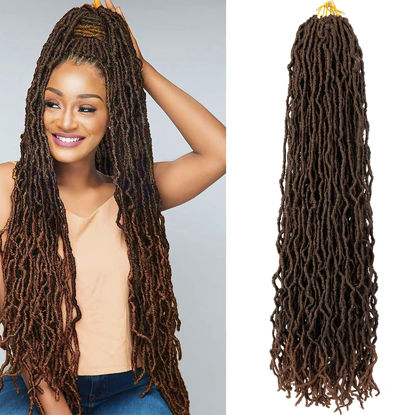 Picture of Umylar Soft Locs 36 Inch New Faux Locs Crochet Hair 4 Packs Soft Locs Crochet Hair Pre-Looped Super Long Soft Goddess Curly Wavy Crochet Hair for Black Women Synthetic Hair Extensions (36 Inch, 1B/30#)