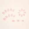 Picture of Foccna Pink French Press on Nails Medium, White Fake Nails Square Acrylic False Pink Nails,French Artificial Nails for Women and Girls,24 pcs