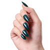 Picture of GLAMERMAID Dark Green Press On Nails Short Almond, Christmas Handmade Soft Jelly Gel Nail Manicure Kits Round Fake Nails, Deep Green Stick Glue on Nails for Women, Reusable Round Oval False Nail Kit