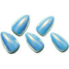 Picture of GLAMERMAID Press on Nails Short Almond, Light Blue Chrome Fake Nails Pure Stiletto, Donut Mirror Powder Handmade Glossy Gel Stick Glue on Nails Tips for Women, Reusable Acrylic Daily False Nail Kits