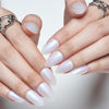 Picture of GLAMERMAID Pure White Press on Nails Short Almond, Glazed Medium Fake Nails Handmade Soft Jelly Gel, Donut Chrome Stiletto Glue on Nails, Glitter Oval Acrylic False Nails Stick on Nails Kit for Women