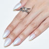 Picture of GLAMERMAID Pure White Press on Nails Short Almond, Glazed Medium Fake Nails Handmade Soft Jelly Gel, Donut Chrome Stiletto Glue on Nails, Glitter Oval Acrylic False Nails Stick on Nails Kit for Women