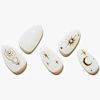 Picture of GLAMERMAID White Press on Nails Short Almond, 3D Gothic Handmade Stick Glue on Nails with Golden Star Blossom Design, Medium Oval Reusable Fake Nails Acrylic False Nails Manicure Kits for Women Gift