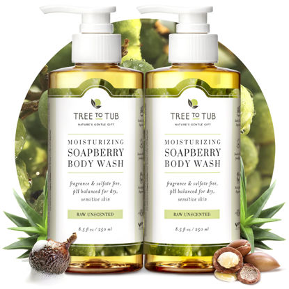 Picture of Tree to Tub Unscented Body Wash for Sensitive Skin & Dry Skin - Moisturizing pH Balanced Fragrance Free Body Wash, Hydrating Sulfate Free Body Soap for Women & Men w/Organic Shea Butter, Natural Aloe