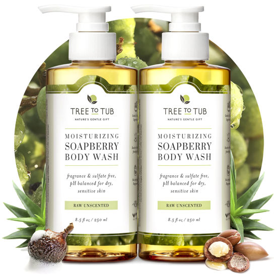 Picture of Tree to Tub Unscented Body Wash for Sensitive Skin & Dry Skin - Moisturizing pH Balanced Fragrance Free Body Wash, Hydrating Sulfate Free Body Soap for Women & Men w/Organic Shea Butter, Natural Aloe