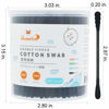 Picture of HOMEFOX Black Cotton Swabs Spiral - 600 Count Organic Cotton Buds Double Side Tightly Wrapped Charcoal Cotton Tips Paper Stick Soft Gentle Lint-Free Cruelty-Free Goth Bathroom, Round & Spiral (Black)