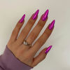 Picture of Purple Chrome Press on Nails Medium Almond,KQueenest Mirror Metal Stiletto Fake Acrylic Nails with Bling Design, Reusable Glue on Nails for Daily Party Wear, False Nails Press ons in24 PCS