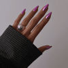 Picture of Purple Chrome Press on Nails Medium Almond,KQueenest Mirror Metal Stiletto Fake Acrylic Nails with Bling Design, Reusable Glue on Nails for Daily Party Wear, False Nails Press ons in24 PCS