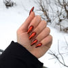Picture of Bright Red Chrome Press on Nails Medium Almond, KQueenest Mirror Metal Stiletto Fake Acrylic Nails with Bling Design, Medium Glue on Nails for Daily Party Wear, False Nails Press ons in24 PCS