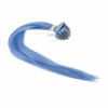 Picture of SWACC 12 Pcs Straight One Color Party Highlights Clip on in Hair Extensions Colored Hair Streak Synthetic Hairpieces (Dull Blue)