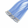Picture of SWACC 12 Pcs Straight One Color Party Highlights Clip on in Hair Extensions Colored Hair Streak Synthetic Hairpieces (Dull Blue)