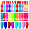 Picture of WOKOTO 20 Sheets 280 Pieces Fluorescent Nail Polish Strips for Women Bright Solid Gel Nail Stickers Nail Polish Wraps Nail Stickers Full Nail Wraps Stick On Nails Polish Stickers Press On Gel Nails