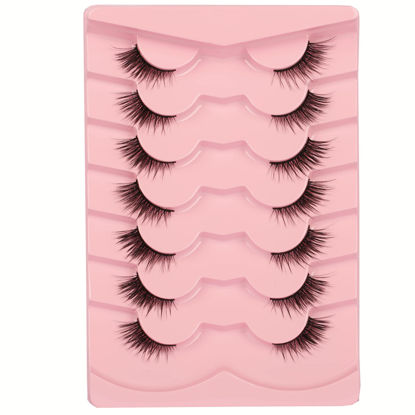 Picture of Gmagictobo Flase Eyelashes Fluffy Wispy Half Cat Eye Lashes Pack Fox Eye Look Fake Eyelashes Soft Strips Fake Eye Lashes 7 Pairs