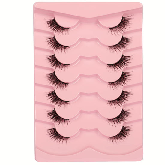 Picture of Gmagictobo Flase Eyelashes Fluffy Wispy Half Cat Eye Lashes Pack Fox Eye Look Fake Eyelashes Soft Strips Fake Eye Lashes 7 Pairs